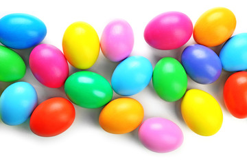 Colorful Easter eggs on white background