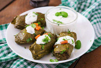 Dolma stuffed with rice and meat - greek traditional appetizer