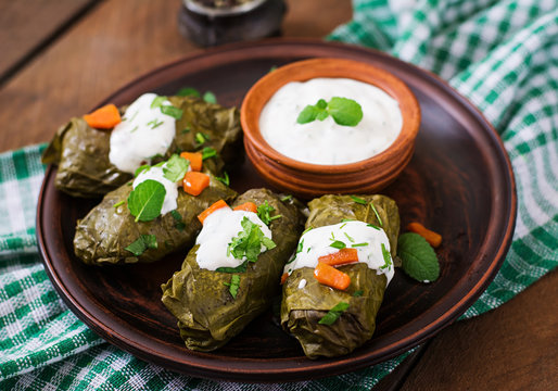 Dolma stuffed with rice and meat - greek traditional appetizer
