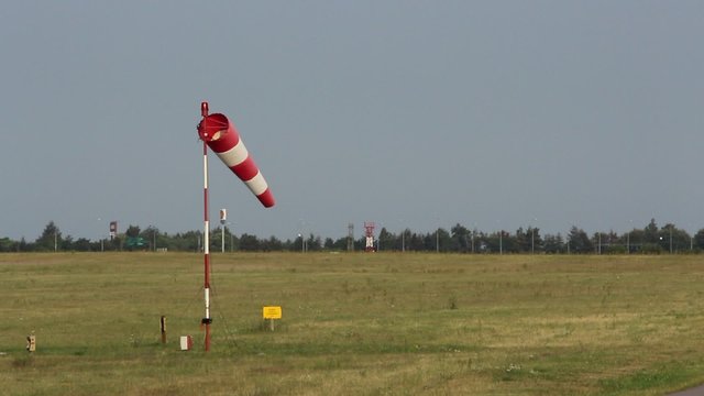 Airport windsock on the runway