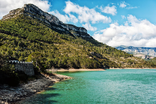 View of the Ulldecona reservoir. Valencian Community, Spain
