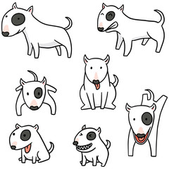 vector set of dog, bull terrier