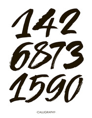 vector set of calligraphic acrylic or ink numbers