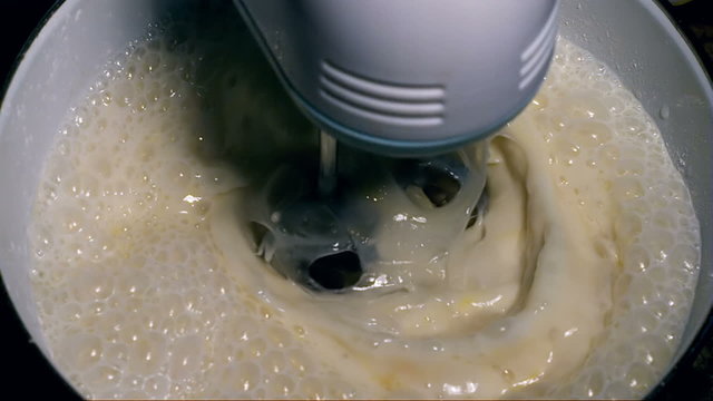 Mixer With Flour and Eggs Super Slow Motion