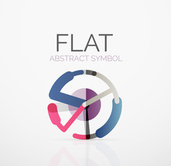 Logo - abstract minimalistic linear flat design. Business hi-tech geometric symbol, multicolored segments lines