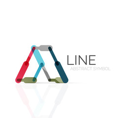 Linear abstract logo, connected multicolored segments of lines geometrical figure