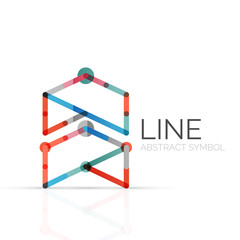 Linear abstract logo, connected multicolored segments of lines geometrical figure