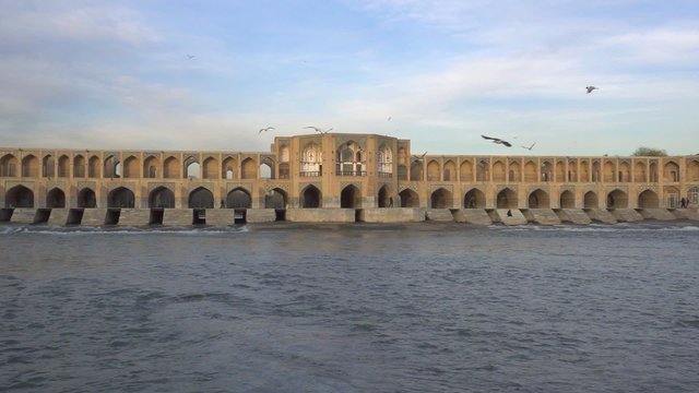 Old Khajoo bridge, across the Zayandeh River in Isfahan, Iran.