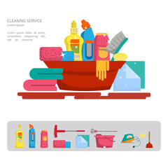 Vector Set of objects for cleaning the house