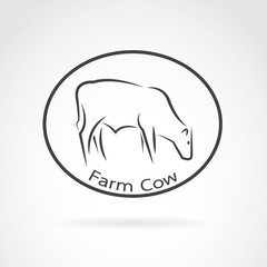 Vector image of an cow in the circle on white background. logo f