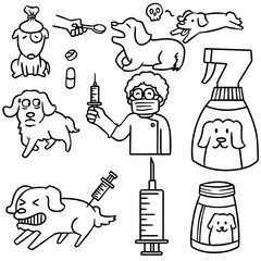 vector set of veterinary and dog