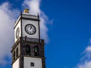 Fototapeta na wymiar Clock tower of Church of San Sebastian