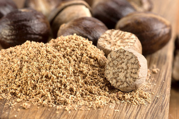 grated nutmeg and whole fruit