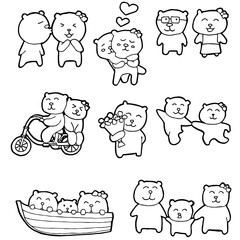 vector set of bear family
