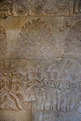 Bas relief of wives and servants from Angkhor Wat, Cambodia