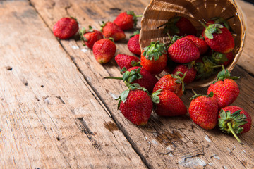 Strawberry on wooden background