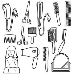 vector of hair dressing set