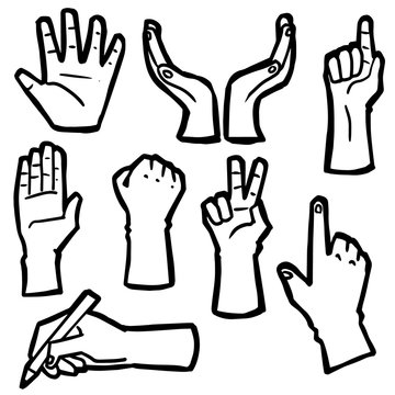 vector set of hand