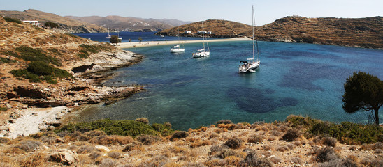 yachts are beautiful lagoon in sunny summer day. 