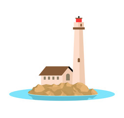 Lighthouse on Rock above the Water
