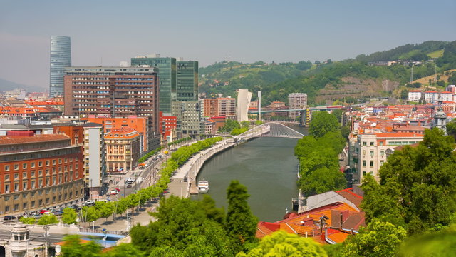 Timelapse of Bilbao in a sunny summer day