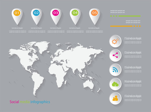 world map infographic elemets