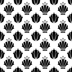 Seamless pattern with silhouettes flowers 