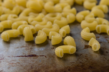macaroni on steel plate