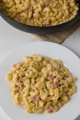 macaroni and cheese on white plate