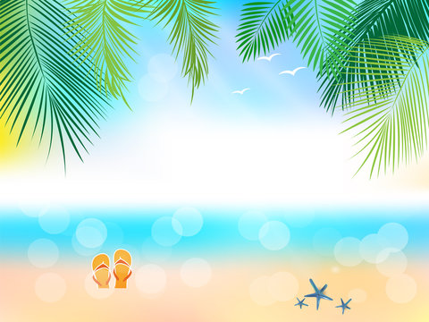 Summer Journey poster with tropical background.