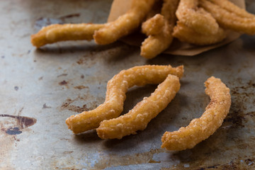 churros on steel plate