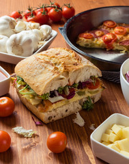 Fototapeta na wymiar frittata with ciabatta sandwich