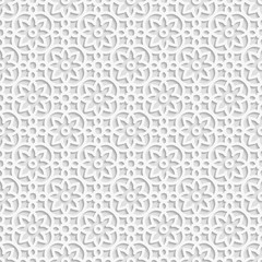 Seamless white 3D pattern, arabic motif,  east ornament, indian ornament, vector. Endless texture can be used for wallpaper, pattern fills, web page  background,surface textures.