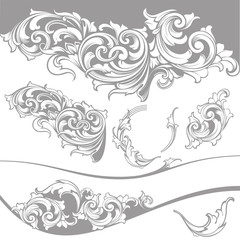 Fototapeta premium Vector Set: Baroque Design Elements and Page Decoration, Vintage collection