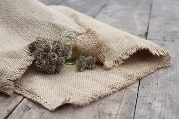 Dry flower and burdock oil jar