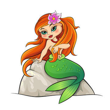 Mermaid sitting on the rock
