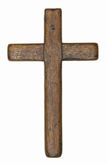 Wooden cross isolated on white - 105761405