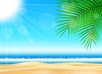 Fototapeta na wymiar Beach and tropical sea with bright sun