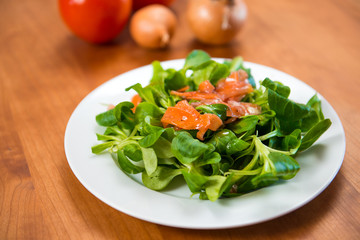 field salad with carrot, tomato and onion
