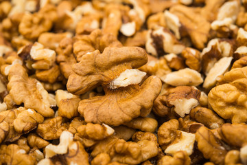 peeled walnuts close up