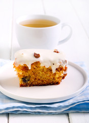 Carrot and walnut bar with frosting