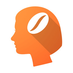 Long shadow female head with a coffee bean