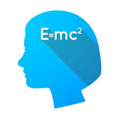 Long shadow female head with the Theory of Relativity formula