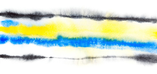 Abstract  watercolor yellow blue black background