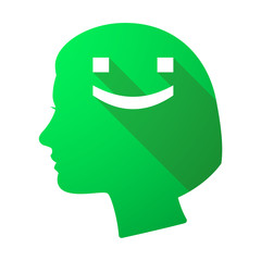 Long shadow female head with a smile text face