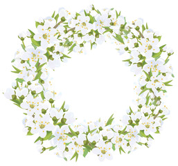 Obraz na płótnie Canvas Vector floral frame, cherry blossoming branches wreath.
