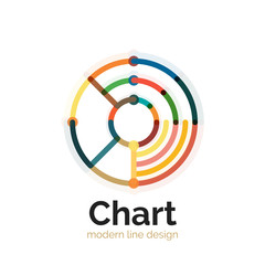 Thin line chart logo design. Graph icon modern colorful flat style