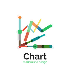 Thin line chart logo design. Graph icon modern colorful flat style
