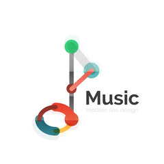 Music note logo, flat thin line geometric design