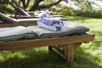 Towel on lounge recliner.